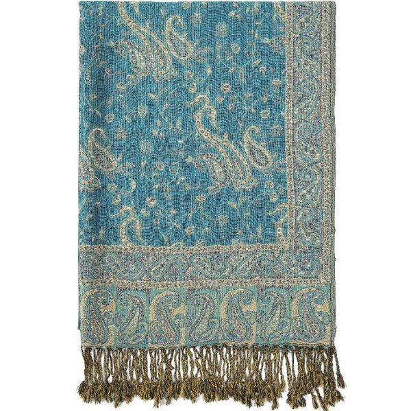 

scarves paisley floral borders pattern pashmina silk scarf shawl wrap blanket reversible comfortable rave with fringes 70x180cm 200g, Blue;gray