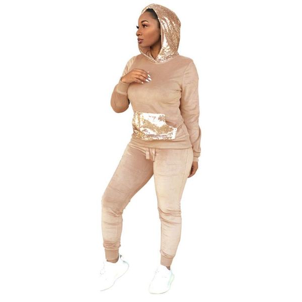 

women's jumpsuits & rompers yuyou 2021 jumpsuit two-piece korean velvet sequined hooded, Black;white