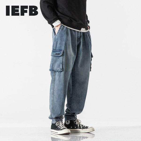 IEFB весенняя рабочая одежда джинсовые брюки для мужчин Двойные карманные брюки разворота причинно-кишечные джинсы уличные 9Y6070 210524