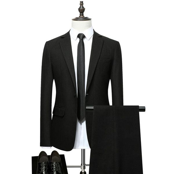 

men's suits & blazers 2021 autumn winter men formal suit 2piece black dark gray navy blue mens and pants, White;black