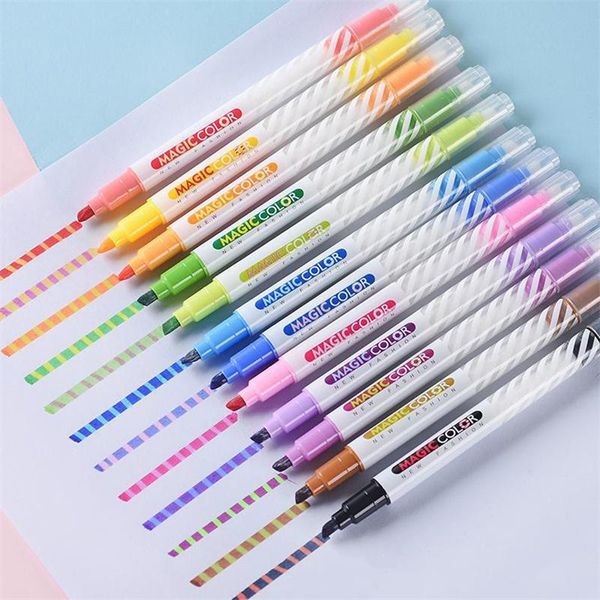 

12colors/set discolored highlighter stationery magic color markers pen for drawing key marker spot liner pens scrapbooking highlighters, Black;red