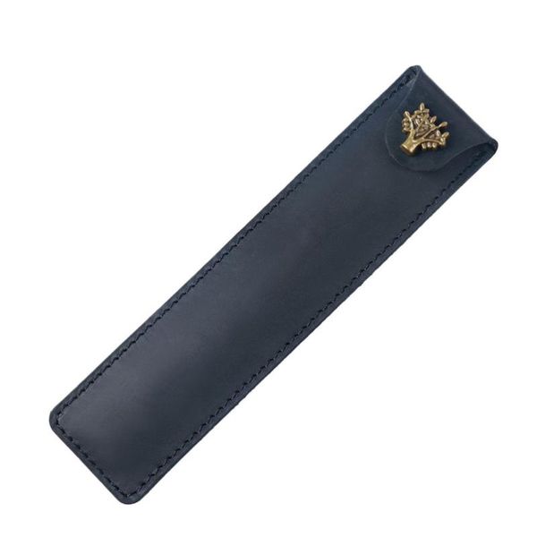 

genuine leather pen pouch holder single pencil bag case with snap button for rollerball fountain ballpoint (black bags