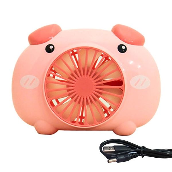 

electric fans 35eb mini handheld usb fan cute pig deskhanging neck rechargeable portable personal w/ lanyard for students