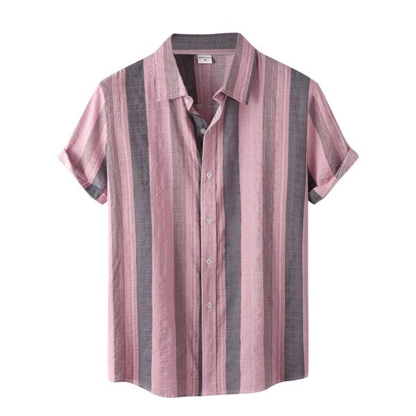 

men's casual shirts 2021 summer fashion men short sleeve stripe shirt clothing vestidos dress camisas, White;black