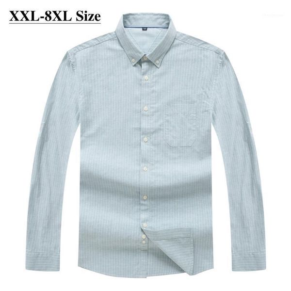 

plus size 6xl 7xl 8xl brand men's business shirts 100% cotton comfortable classic striped loose casual long sleeve male dress, White;black