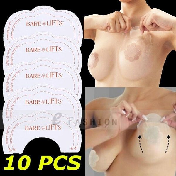 

10pcs trendy women girls fashion instant breast lift up invisible bra tape strapless adhesive backless nude, Red;black