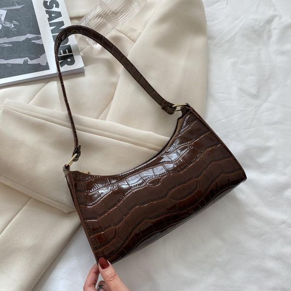 

brand designer crocodile pattern women's shoulder bag retro simple handbag small hobos crossbody cross body