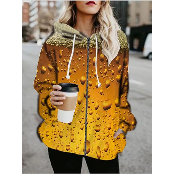

casual 3d printing zipper hoodied& sweatshirts jacket sports fall & winter regular coat loose active streetwear long sleeve print going out, Black