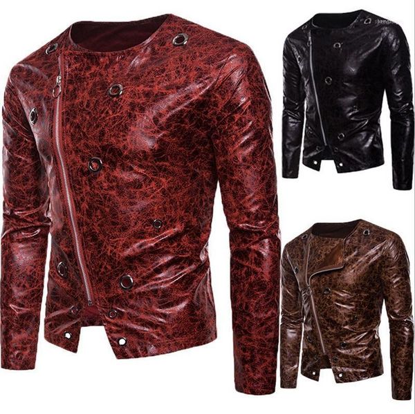 

men's pu leather zipper coat motorcycle slim jacket biker outwear, Black;brown