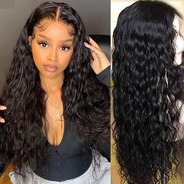 

lx brand glueless water wave wigs long curly wigs for women with baby hair black cosplay synthetic wigs heat resistant fiberfactory direct