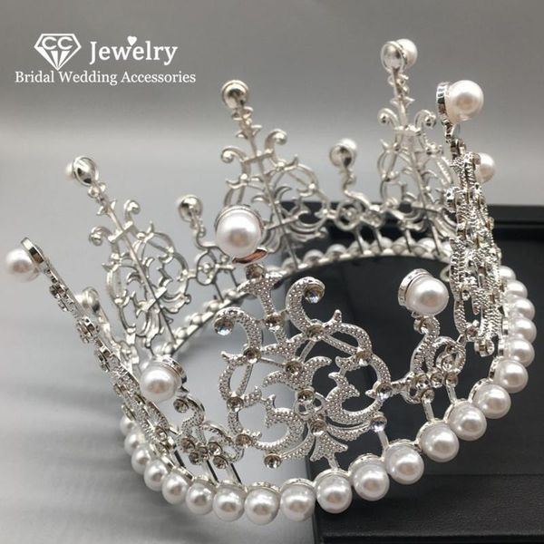 

hair clips & barrettes crown tiara hairband wedding accessories for women jewelry children crowns bridal tiaras pearl romantic headwear k, Golden;silver