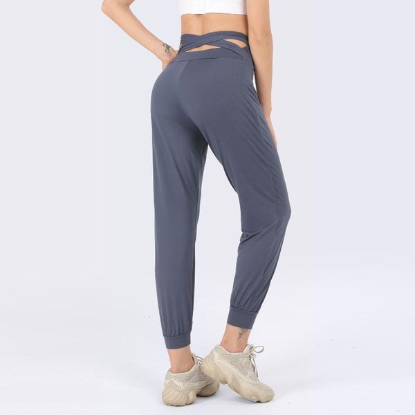 

yoga outfit pants high waist trousers women sports fitness workout clothes loose wear gym push up sweatpants cross straps