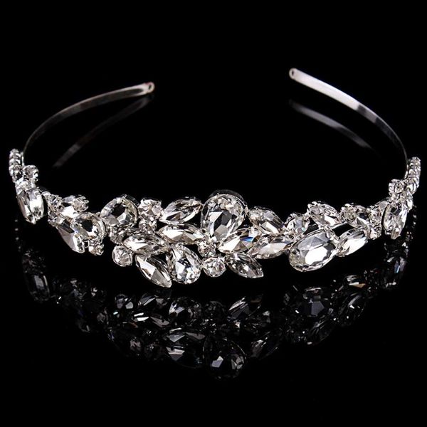 

new bridal crown band wedding dress hair ornament alloy inlaid drill band bridal headdress, Silver
