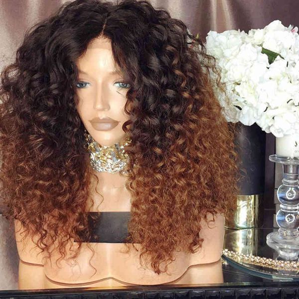 

wig long curly small gradient chemical fiber headgear, Black;brown