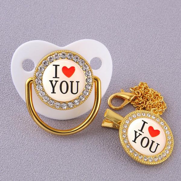 

pacifiers# 0-18 months luxury crystals diamond baby pacifier rhinestones blingbling clip i love you chupete de feeding