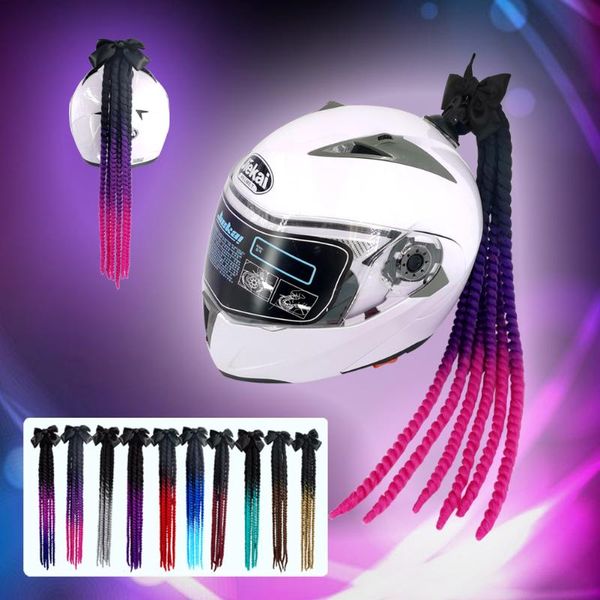 

punk style motorcycle scattered gradient ramp helmet braids twist braid horn motocross motorbike off road moto decoration helmets