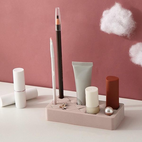 

storage boxes & bins 25# deskcosmetic box creative multi-grids eyebrow pencil organizer silicone lipstick rack lip gloss hanging holder