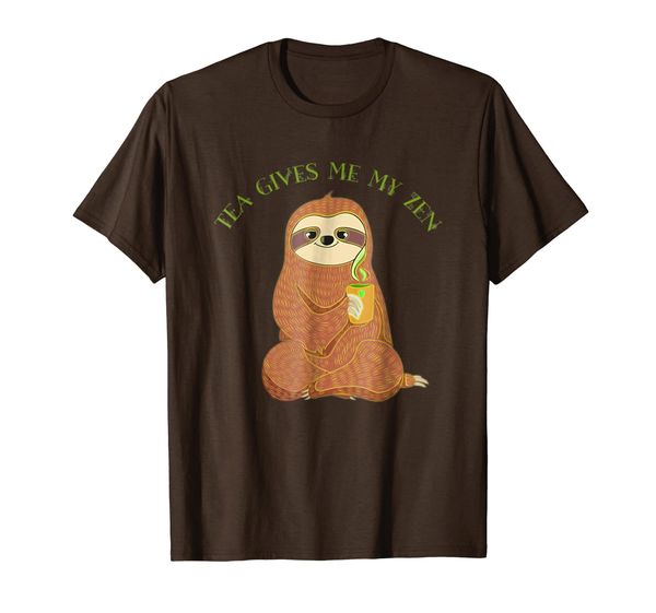 

tea gives me my zen sloth fun tee shirt, White;black