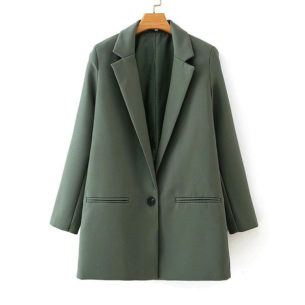 

single button women blazer coat autumn casual office ladies outwear streetwear female army green jacket 2021 women's suits & blazers, White;black