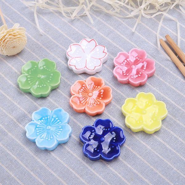 

chopsticks 1pcs japanese style ceramic holder stand cute cherry blossom design chopstick rack kitchen art craft tableware