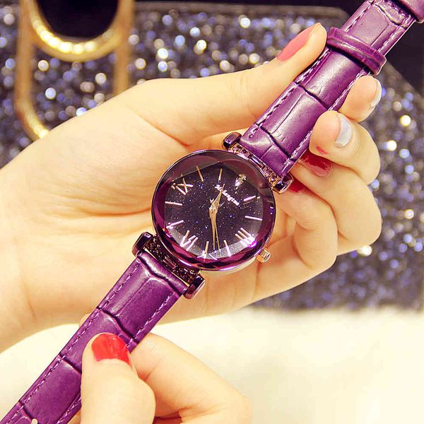 

watch women's korean star face waterproof quartz real belt student, Slivery;brown