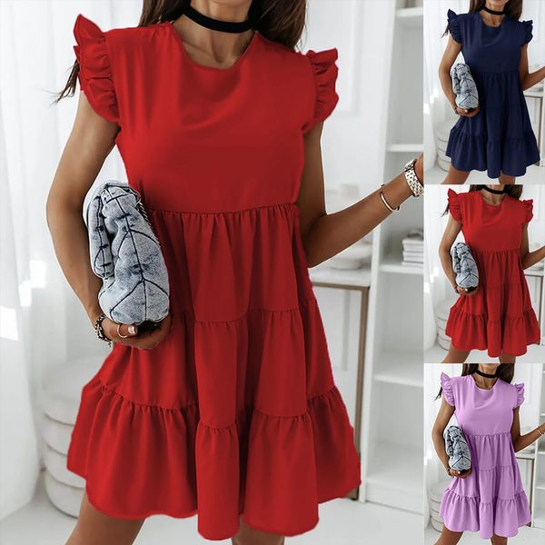 

summer casual round neck women dress short sleeve solid solor stitching vestido de mujer, Black;gray