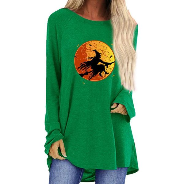 

women's hoodies & sweatshirts 2021 halloween chic printed long sleeve round neck loose solid color casual vacation party women top, Black
