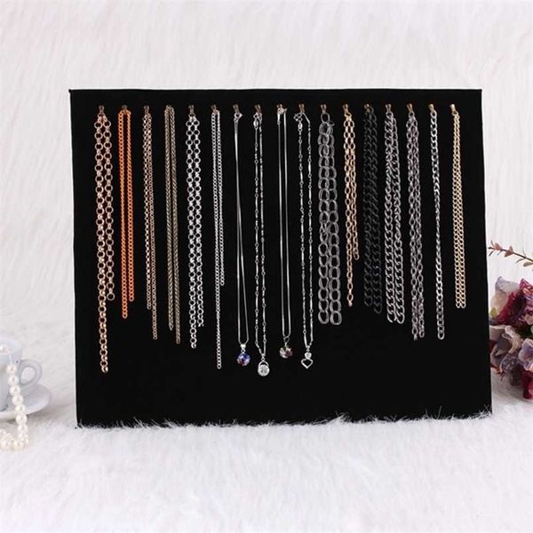 

17 hooks jewelry organizer display stand necklace dangling pendant chain rack display presenting fashion gift 211105, Black