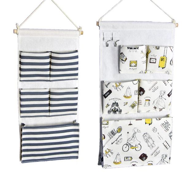 

storage bags sundry cotton wall hanging organizer bag multi-layer holder pad phone home decoration makeup rack linen jewelry key
