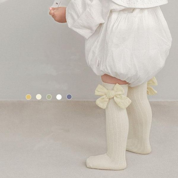 

spring summer girl socks korean cute sweet big bow children kids long tube fashion cotton baby, Pink;yellow