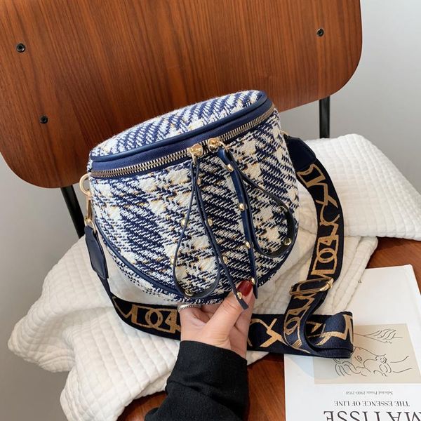 

evening bags saddle for women chest pack brand designer wide strap shoulder messenger bag and handbag vintage plaid crossbody purse