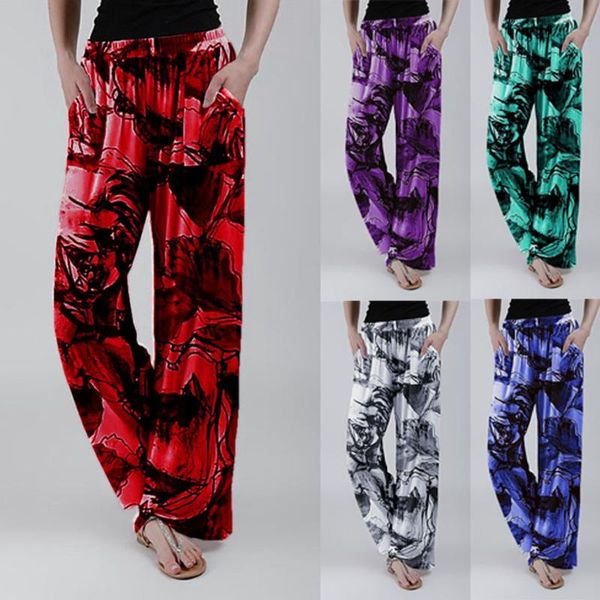 

yoga outfit womens pants casual tie dye print plus size long high waist loose ladies sports gym trousers elastic pant