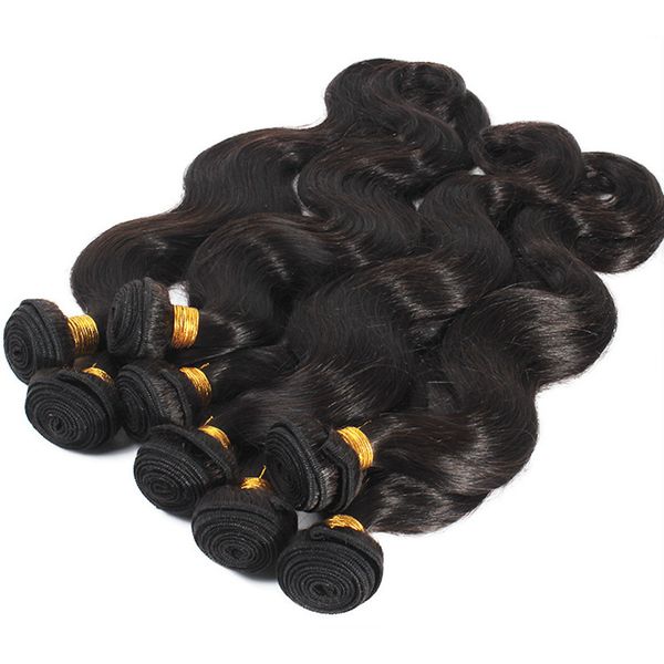 Brezilyalı Virgin İnsan Saç Demetleri Çift Atkı Uzantıları 10-30 inç 2 Bundle Doğal Renk Boyarülebilir Ağartılabilir Hairweaves