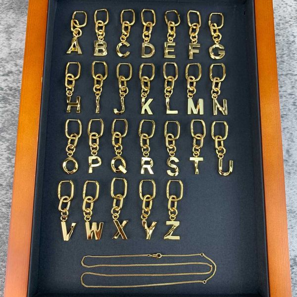 

2021 brand fashion jewelry women vintage gold color chain necklace party fine design 26 letter diy unique luxury pendant, Silver