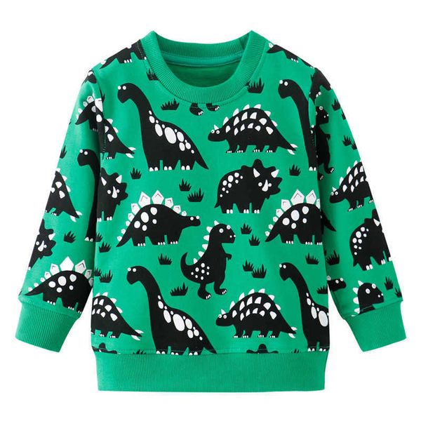 Springen Meter Ankunft Jungen Pullover für Herbst Frühling Baby Baumwolle Kleidung Tiere Gedruckt Top Dinosaurier Sweatshirts Junge 210529