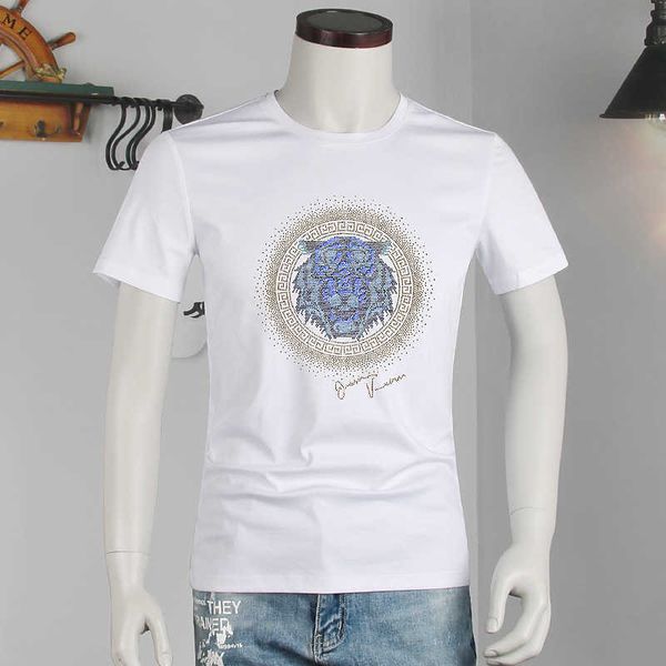 

fashion t shirt tiktok 2021 summer 80 double sided mercerized cotton short sleeved , male wire, ice silk men's jitter, White;black