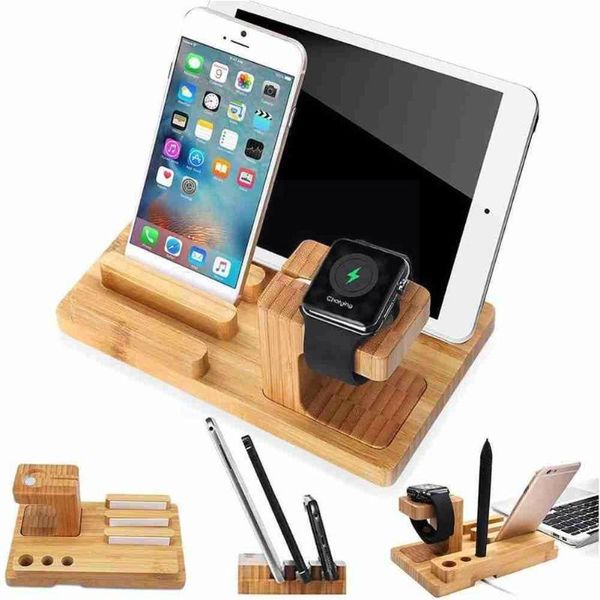 

cell phone mounts & holders 3 usb charger station holder stand for charging docking bamboo w2g8
