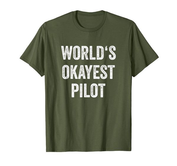 

world's okayest pilot funny flying aviation t-shirt vintage, White;black