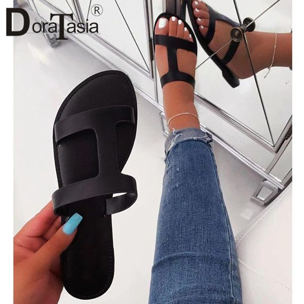 

slippers doratasia 37-42 ladies ins flat with 2021 casual women fashion outside shallow summer shoes woman, Black