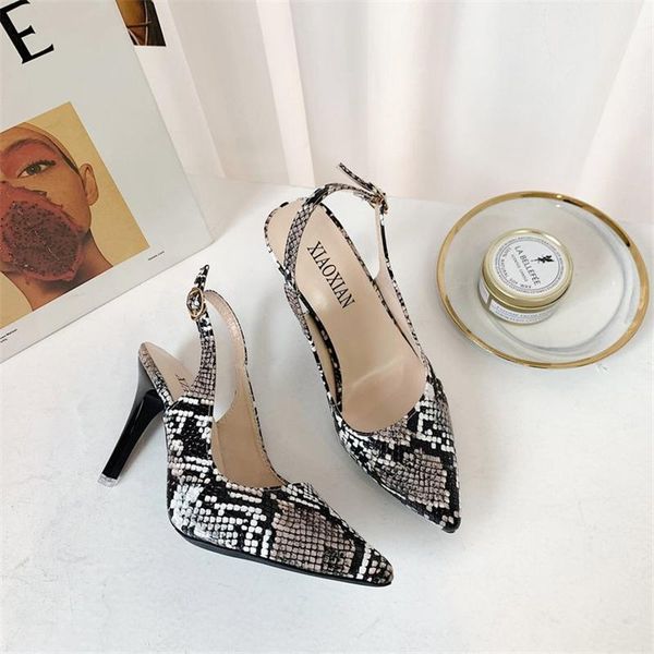 

dress shoes 9cm pumps 2021 summer wild snake pattern high heel women's waterproof platform fine shallow mouth pointed, Black