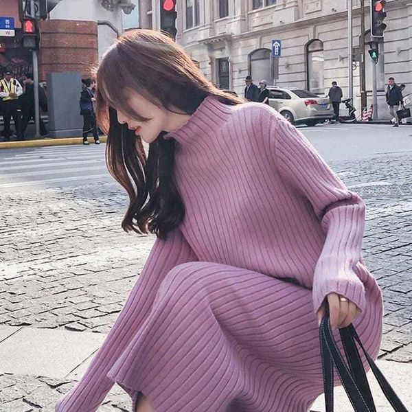

casual dresses 2021 big sizes long loose sweater knitting winter maxi skater fashion autumn dress women clothes female for harajuku, Black;gray