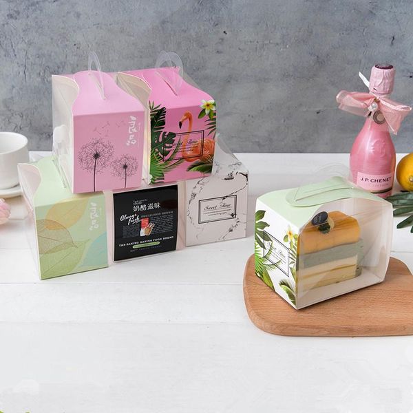 

gift wrap 50pcs protable transparent plastic box square creative boxes packaging party favors cake handmade dessert paper