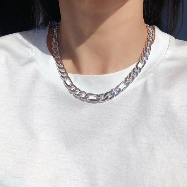

chokers punk link choker necklace women collar statement brand gold color chunky thick chain steampunk men, Golden;silver