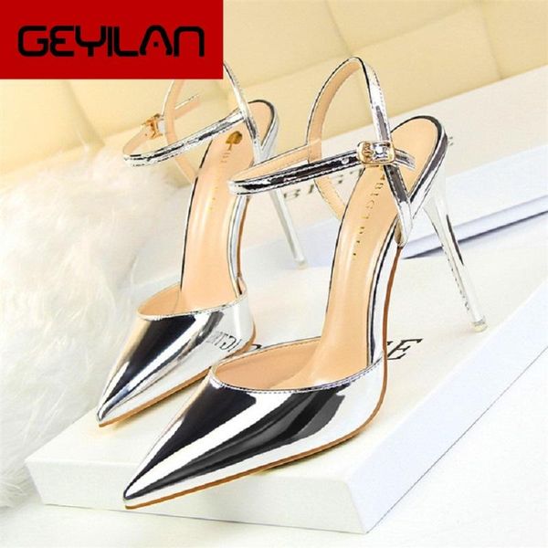 

sandals women shoes summer high heels solid flock buckle pointed toe shallow party, Black