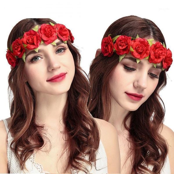 

women flower crown headband wedding floral wreath girl hair accessories1