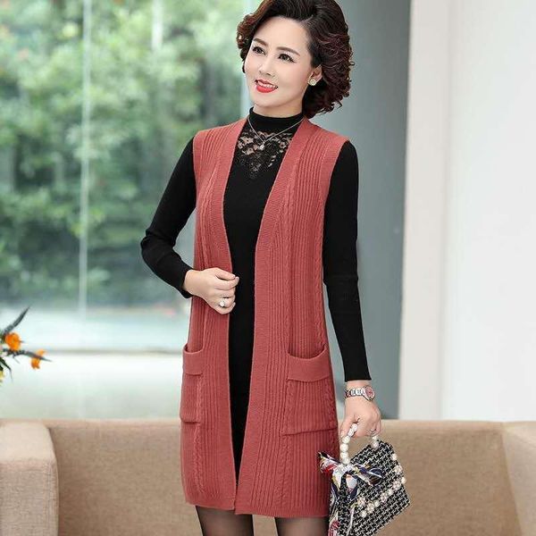 

women's vests 2021 women loose solid color long coat female autumn sleeveless knitted vest lady fashion v-neck sweater cardigan waistco, Black;white