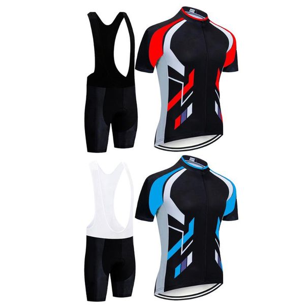 

racing sets polyester spandex men cycling sportwears suit short-sleeved mecha stripes bike riding clothes outdoor fitness equipment, Black;blue