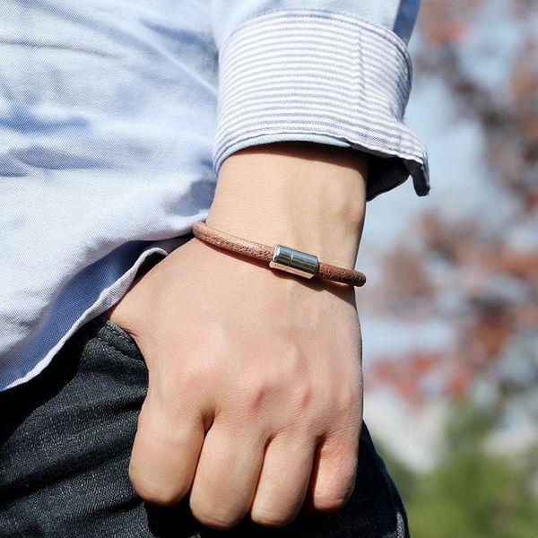 

100% real leather bracelet men minimalist magnet braslet homme cool biker jewelry wrap brazalete hand accessories pulseras gift charm bracel, Golden;silver