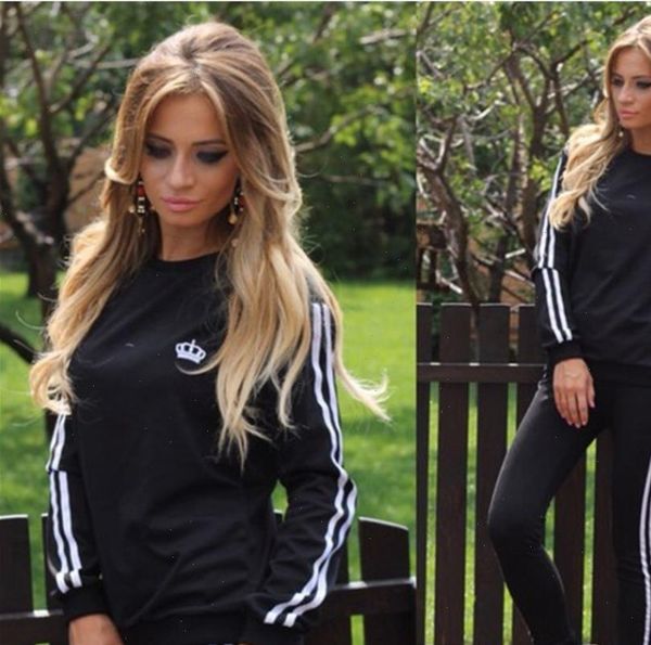 

women sweatshirt two piece set black gym casual tracksuit pullover trousers joggers suit party club sets sleep