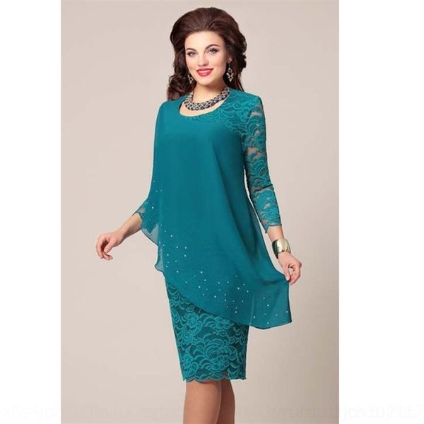 

vn1l large solid lace stitching elegant 7 plus size es 4 sleeve slim evening dress fitting evening women's dress